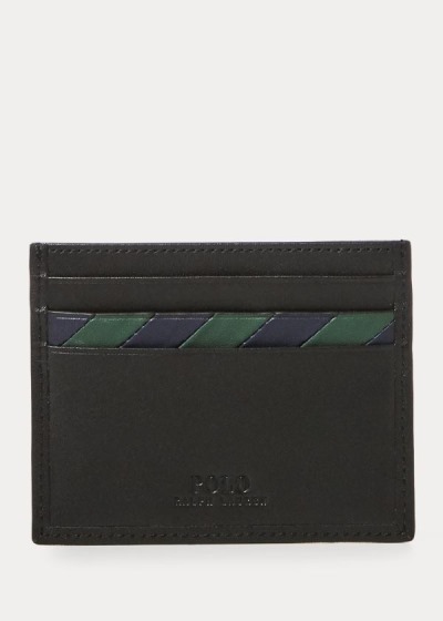 Porta Tarjetas Polo Ralph Lauren Hombre Negros - Striped Leather - BTAXU4165